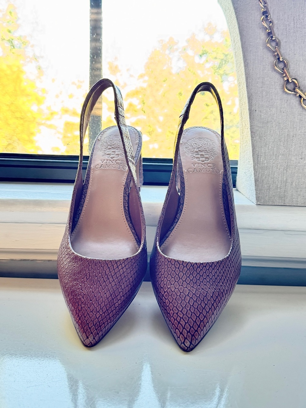 Vince Camuto Burgundy Snake-Pattern Slingback Pumps